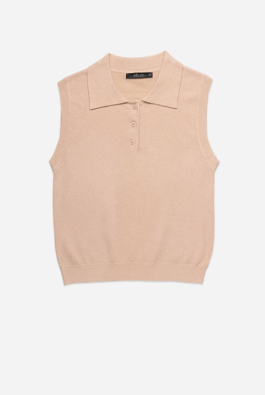 NEW DELUC women's cassio knit top in beige